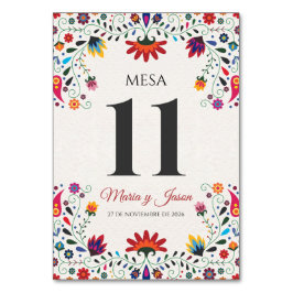 Tarjeta De Mesa Folk Art Floral Botanical Fiesta Spanish Wedding