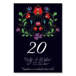 Tarjeta De Mesa Folk húngaro Kalocsa - Floral Rustic Blue Design