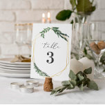 Tarjeta De Mesa Follaje de acuarela geométrica de oro presupuestad<br><div class="desc">Diseño moderno y audaz con un marco geométrico dorado con un hermoso follaje acuático. Esta elegante colección rústica es una gran adición a una boda de otoño o primavera y cuenta con todos los productos que necesitará para su día especial - ahorre fechas,  invitaciones,  planificadores de mesa y más.</div>