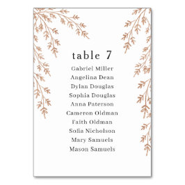 Tarjeta De Mesa Follaje dorado. boda Plano de asiento único