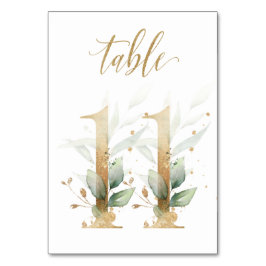 Tarjeta De Mesa Follaje verde y oro, cuadro 11, número de cuadro
