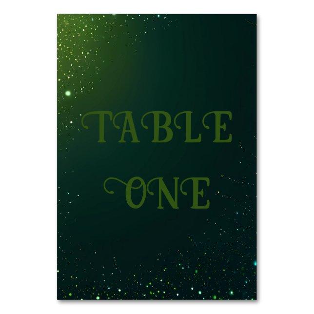 Tarjeta De Mesa Fondo de Boda con Brillo Verde Elegante (Anverso)