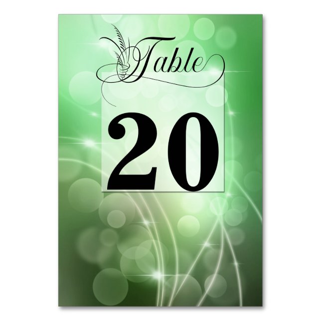 Tarjeta De Mesa Fondo de Bokeh Verde Oscuro Moderno para Bodas (Anverso)