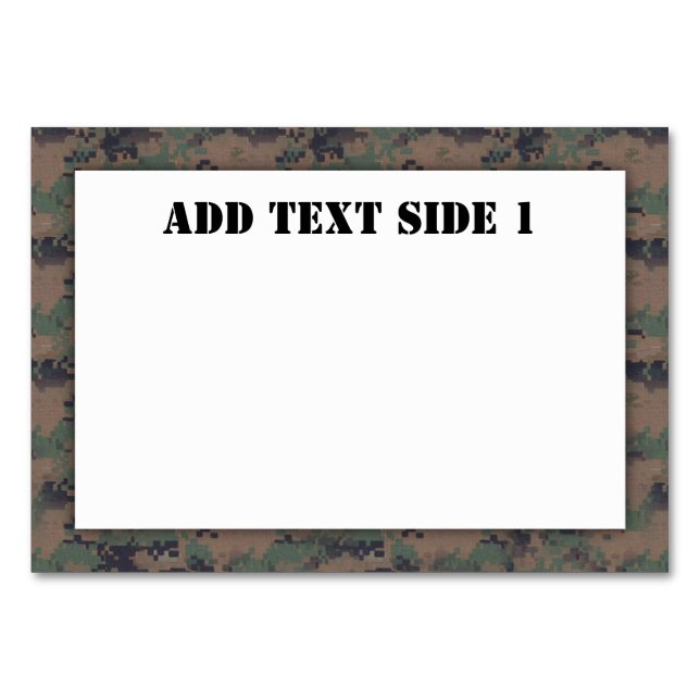 Tarjeta De Mesa Fondo de madera digital militar (Anverso)