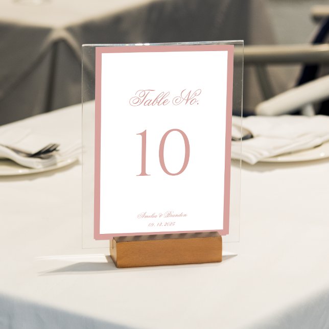 Tarjeta De Mesa Formal Classic Dusty Rose Border Script Wedding (Subido por el creador)