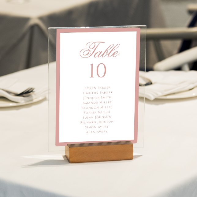Tarjeta De Mesa Formal Classic Dusty Rose Wedding Seating Chart (Subido por el creador)