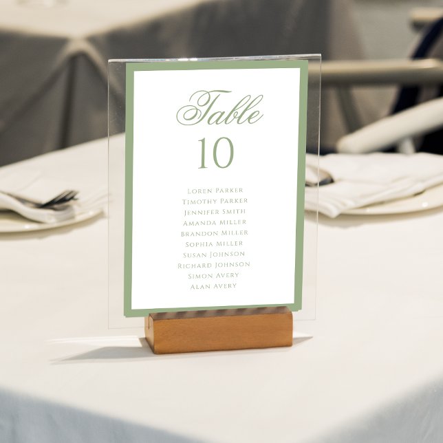 Tarjeta De Mesa Formal Classic Sage Green Wedding Seating Chart (Subido por el creador)