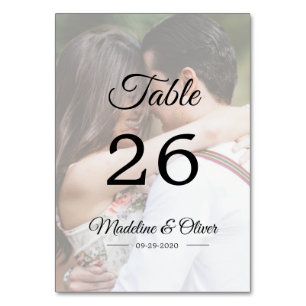 Tarjeta De Mesa Foto Boda moderna con guión elegante