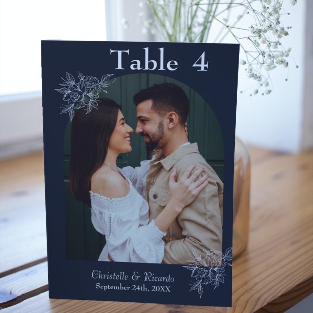 Tarjeta De Mesa Foto caprichosa del boda de la marina azul (Subido por el creador)