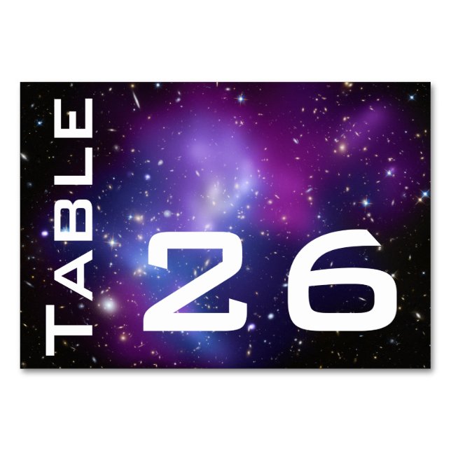 Tarjeta De Mesa Foto Celestial Galaxia Púrpura Numerada (Reverso)