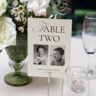 Tarjeta De Mesa Foto de Boda en Blanco y Negro Novia y Novio