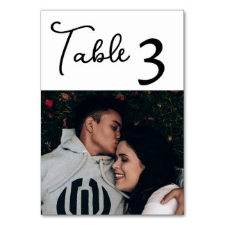Tarjeta De Mesa Foto de pareja Personalizado elegante en blanco