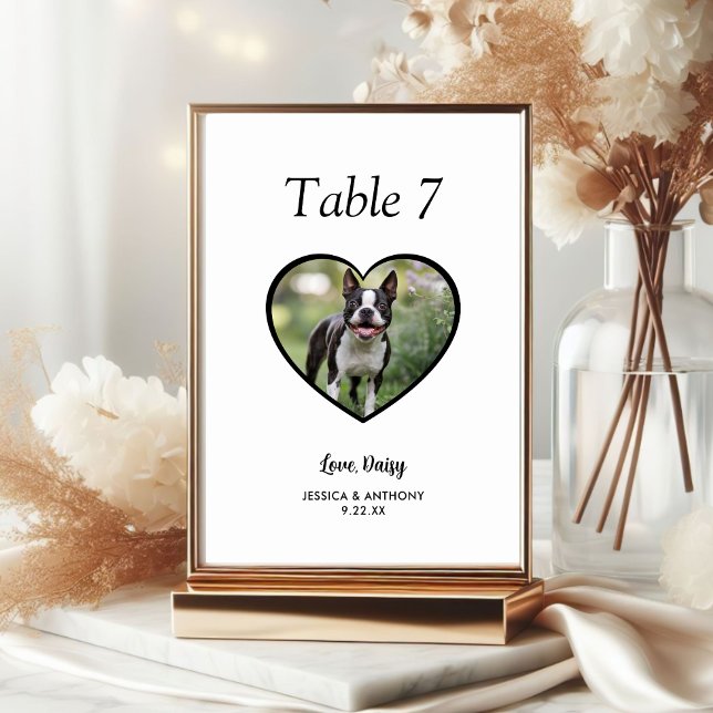 Tarjeta De Mesa Foto de Perro en Blanco y Negro para Boda  (Subido por el creador)