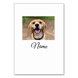 Tarjeta De Mesa Foto de perro gato añadir nombre mascota personali