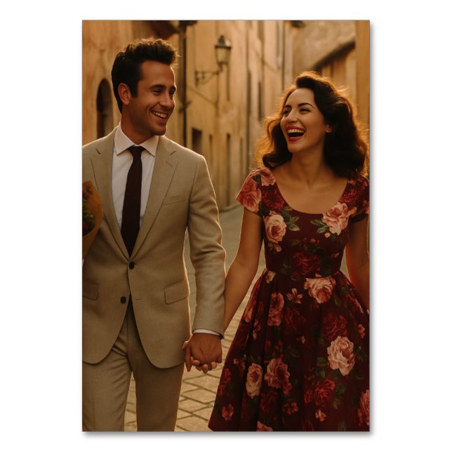 Tarjeta De Mesa Foto de Rubor y Borgoña (Anverso)