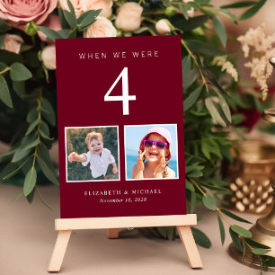 Tarjeta De Mesa Foto divertida Boda rojo borgoña