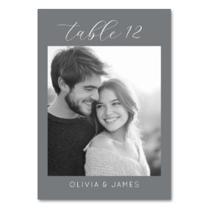 Tarjeta De Mesa Foto gris romántica