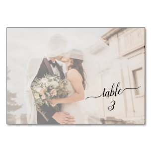 Tarjeta De Mesa Foto horizontal ✨ Boda de pareja con aspecto falso