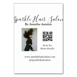 Tarjeta De Mesa Foto moderna peluquería pequeña empresa código QR