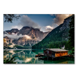 Tarjeta De Mesa Foto paisajística del lago de las montañas italian