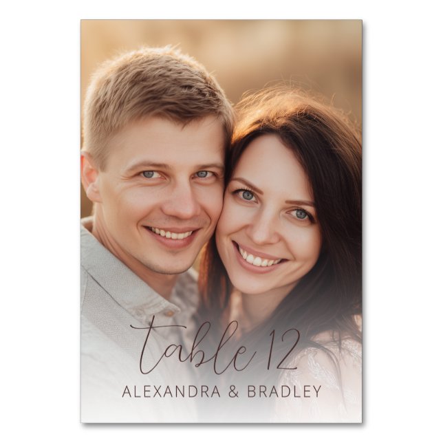 Tarjeta De Mesa Foto Romántica Beige Cálido (Reverso)