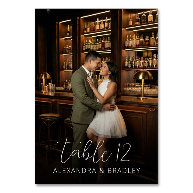 Tarjeta De Mesa Foto Romántica Calida Marrón (Reverso)