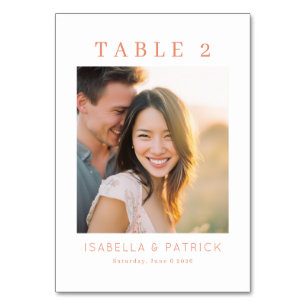 Tarjeta De Mesa Foto Romántica de Melocotón Alegre