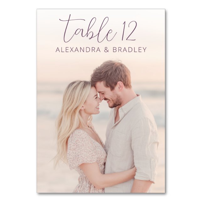 Tarjeta De Mesa Foto Romántica de Playa con Pastel (Reverso)