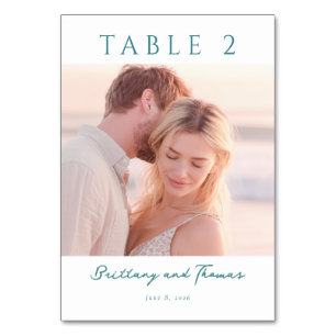 Tarjeta De Mesa Foto Romántica de Playa con Pastel