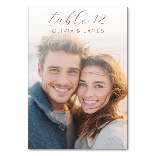 Tarjeta De Mesa Foto Romántica Dorada Alegre (Reverso)