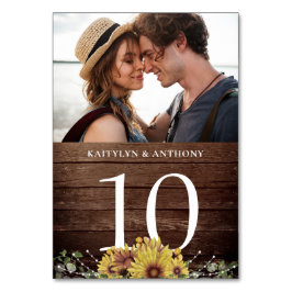 Tarjeta De Mesa Foto Rustic Sunflower Wood
