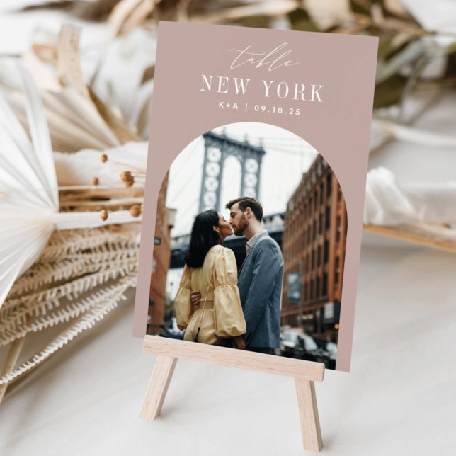 Tarjeta De Mesa Foto y nombre de destino de viaje de boda (Subido por el creador)