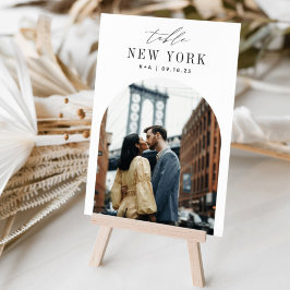 Tarjeta De Mesa Foto y nombre de destino de viaje de boda