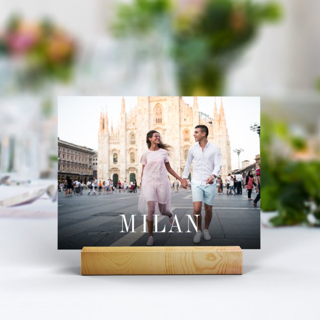 Tarjeta De Mesa Foto y nombre de destino de viaje de boda (3.5x5" travel photo table numbers)