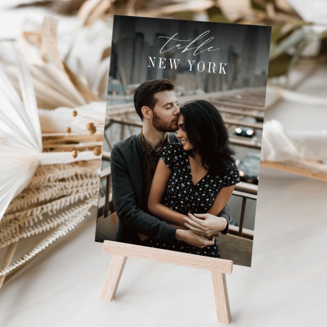 Tarjeta De Mesa Foto y nombre de destino de viaje de boda (3.5x5" travel photo table numbers)