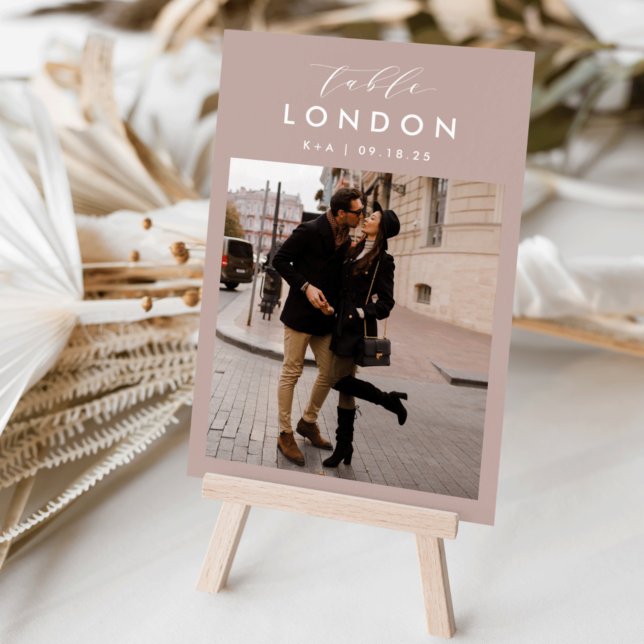 Tarjeta De Mesa Foto y nombre de destino de viaje de boda (Subido por el creador)