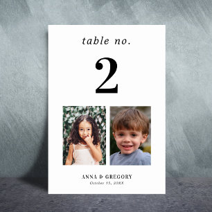 Tarjeta De Mesa Fotografías de niños Tabla número 2 Boda