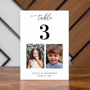 Tarjeta De Mesa Fotografías de niños Tabla número 3 Boda