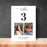 Tarjeta De Mesa Fotografías de niños Tabla número 3 Boda<br><div class="desc">Decore su mesa de bodas con esta tarjeta de números, que incluye fotos de la infancia de la novia y el novio y el texto personalizado de su elección. Añade fácilmente tus propios detalles haciendo clic en la opción "personalizar". 🌸 NOTA: El tamaño de esta tarjeta es de 3, 5"...</div>