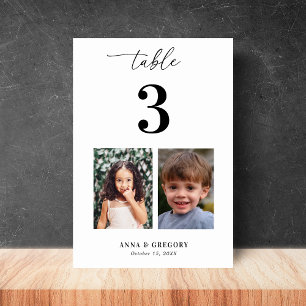 Tarjeta De Mesa Fotografías de niños Tabla número 3 Boda