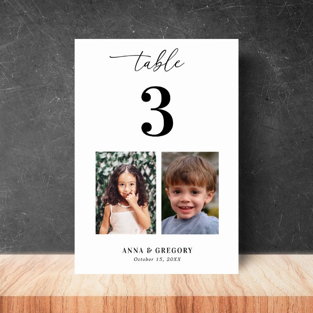 Tarjeta De Mesa Fotografías de niños Tabla número 3 Boda (Subido por el creador)