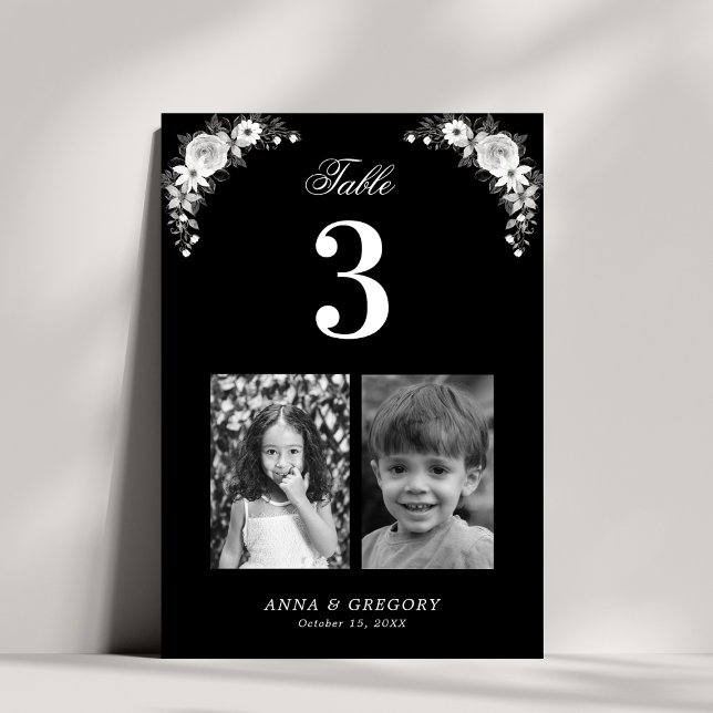 Tarjeta De Mesa Fotos de la infancia Boda negro gótico (Subido por el creador)