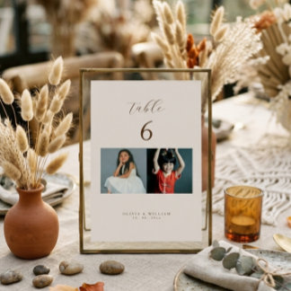 Tarjeta De Mesa Fotos de la infancia con letra moderna rústica com