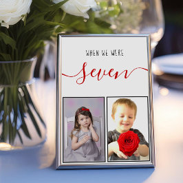 Tarjeta De Mesa Fotos de la Infancia Edad 7 Bodas con Letra Roja M