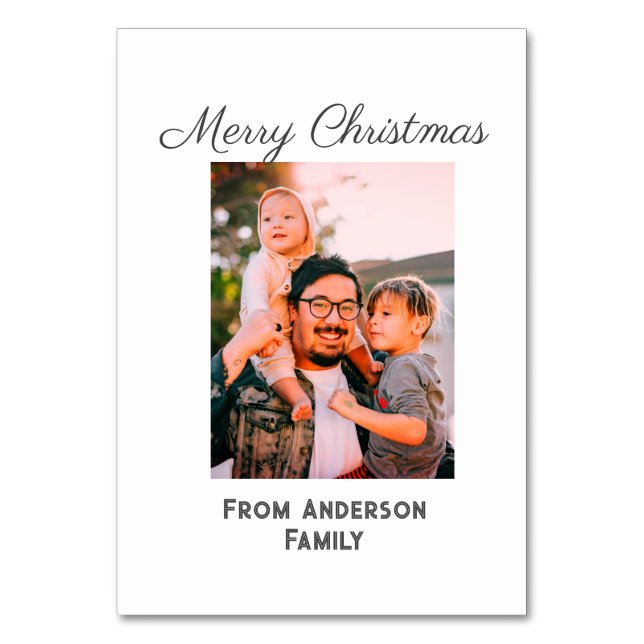 Tarjeta De Mesa Fotos de navidad amor moderno simple mor familiar (Anverso)
