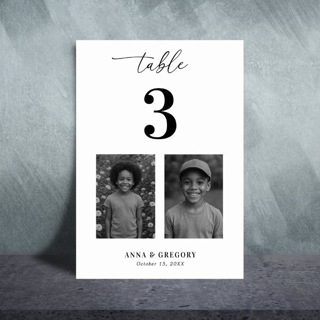 Tarjeta De Mesa Fotos en la infancia Tabla número 3 Boda (Subido por el creador)