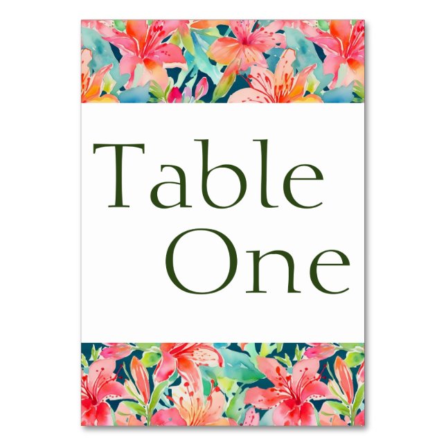 Tarjeta De Mesa Frasco brillante Boda floral Número de tabla (Anverso)