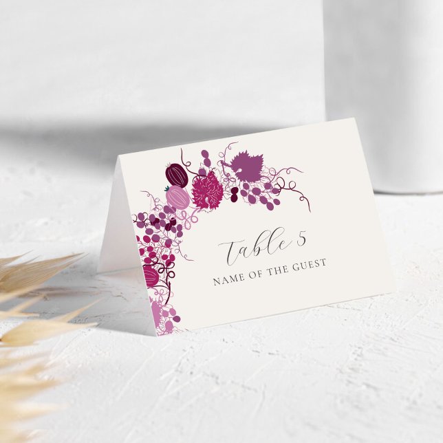 Tarjeta De Mesa French Berry Grapes Flowers Wedding Place Card (Subido por el creador)