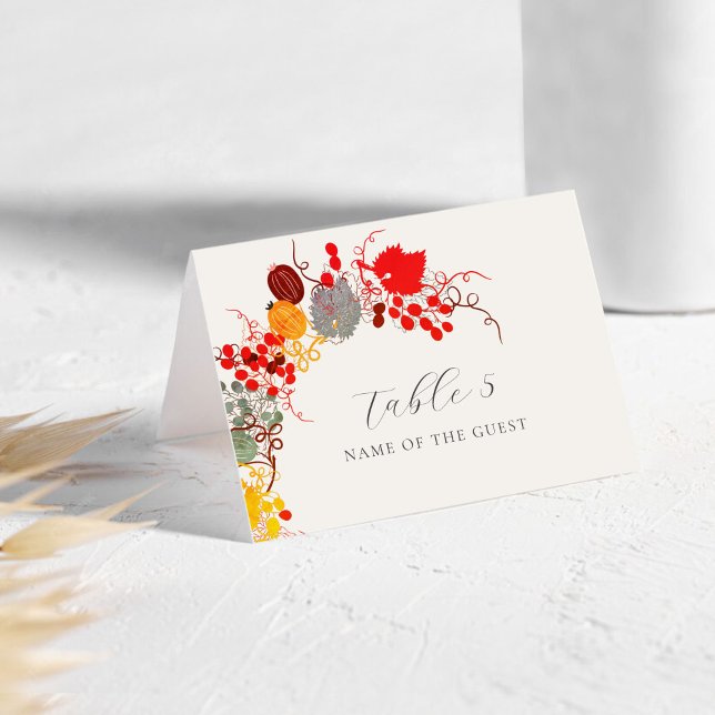 Tarjeta De Mesa French Berry Grapes Flowers Wedding Place Card (Subido por el creador)