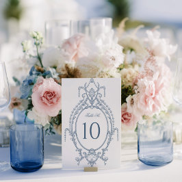 Tarjeta De Mesa French Blue Ornate Baroque Wedding 